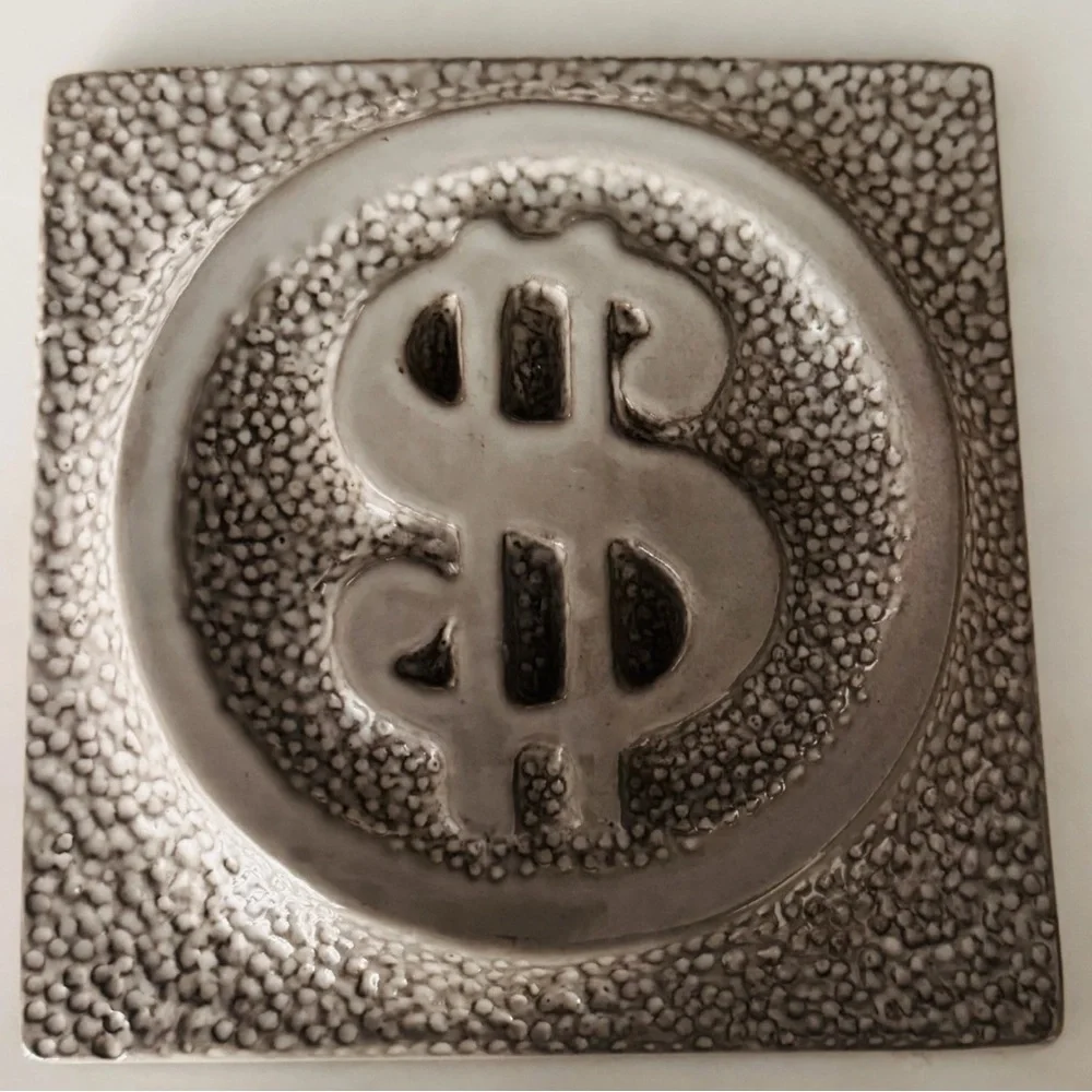 Jonathan Adler ceramic $ Sign trivet coaster hot plate Decorative tile